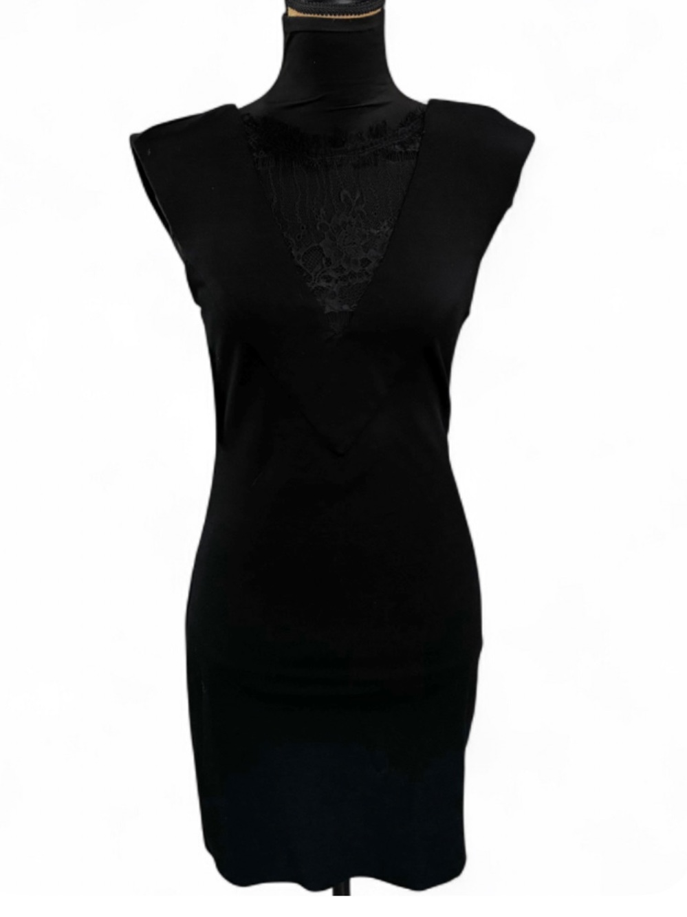 Tiff Black Lace-Inset Sleeveless Bodycon Dress